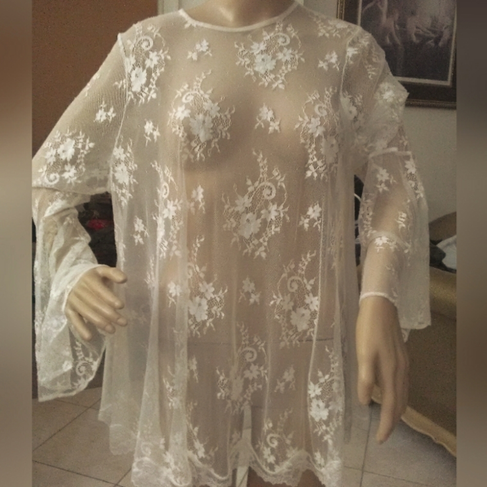 Victoria's Secret Sheer White Lace Top